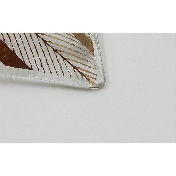 Georges Briard Glass Gold Abstract Bird Dove Herringbone Plate Tray 11 Inch - Picture 10 of 12